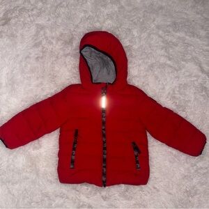 Red Hooded Puffer Jacket 3T